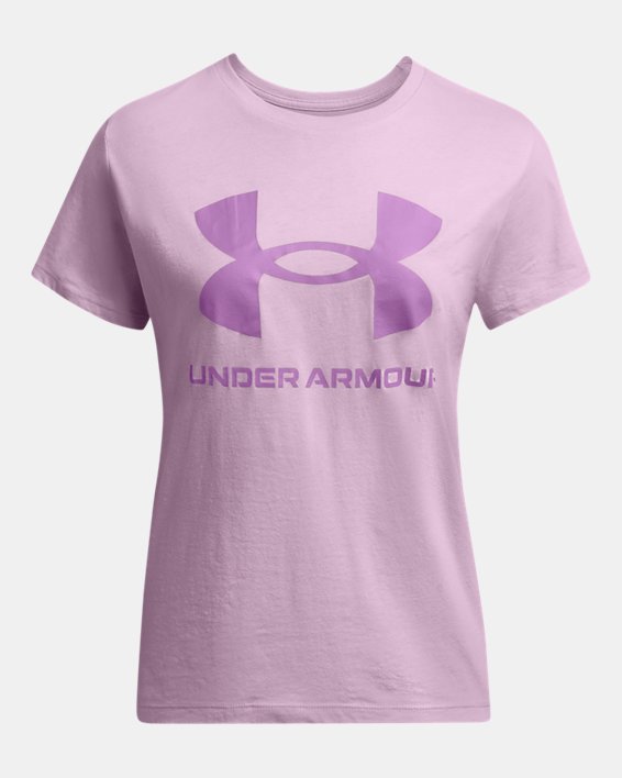 女士UA Sportstyle Graphic短袖T恤 in Purple image number 2
